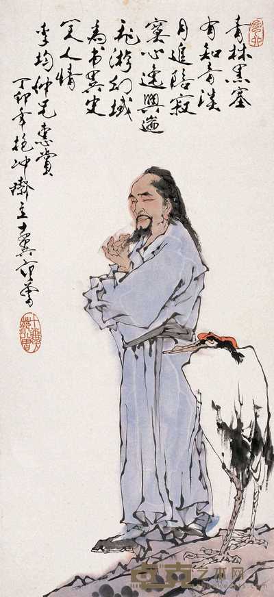 范曾 1987年作 仙鹤图 立轴 96.5×44.5cm
